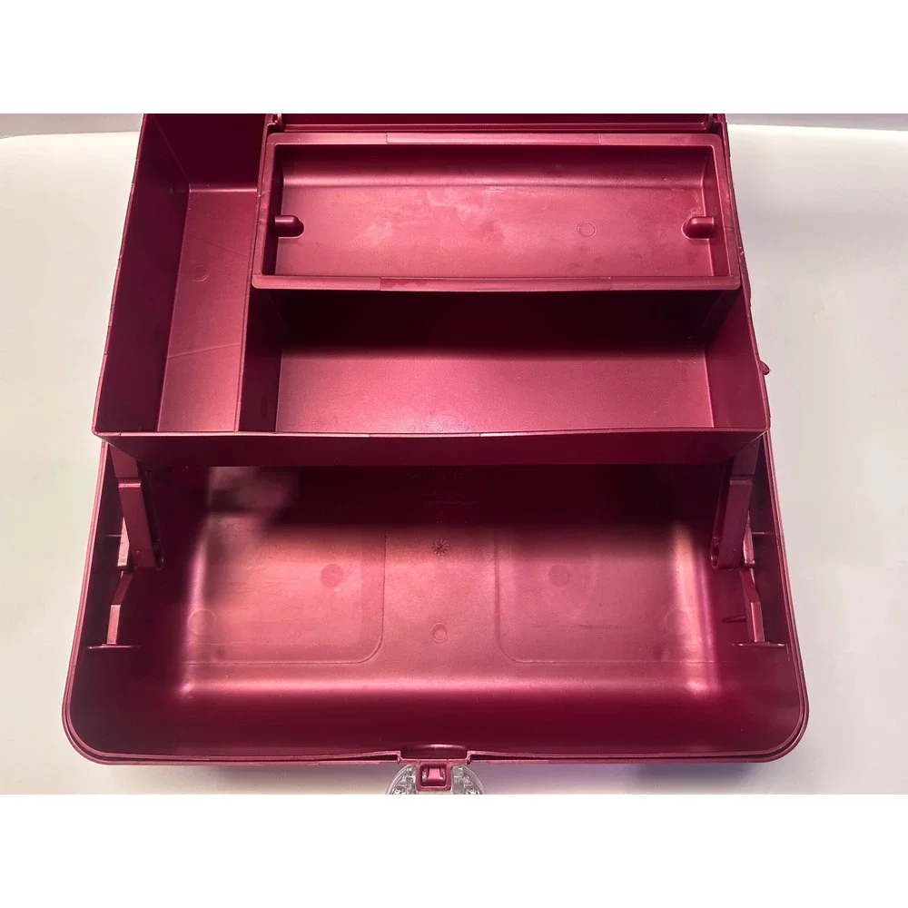 Caboodles Makeup Case Burgundy Train Cosmetic Organizer Mirror 12